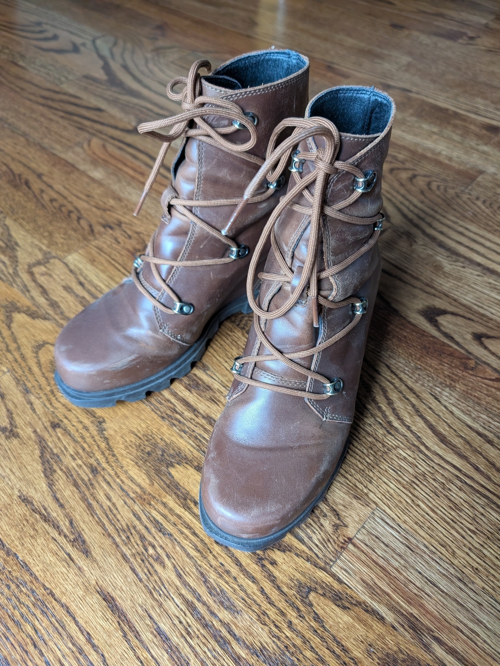 Sorel Brown Leather Lace-Up Hiking Ankle Boots